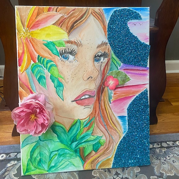 “California Dreaming” 16x20in Handpainted Watercolor on Canvas - Picture 2 of 3